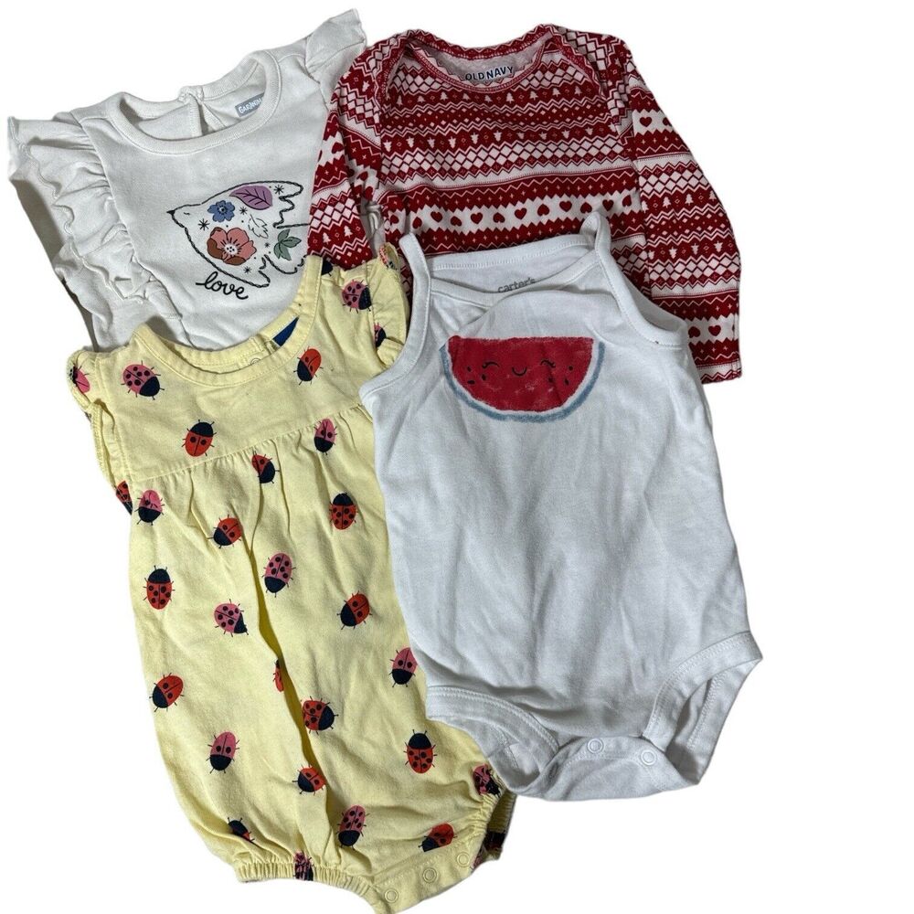 Baby girl 6-12 Months Summer Bundle Body Suits Watermelon Lady Bug one piece